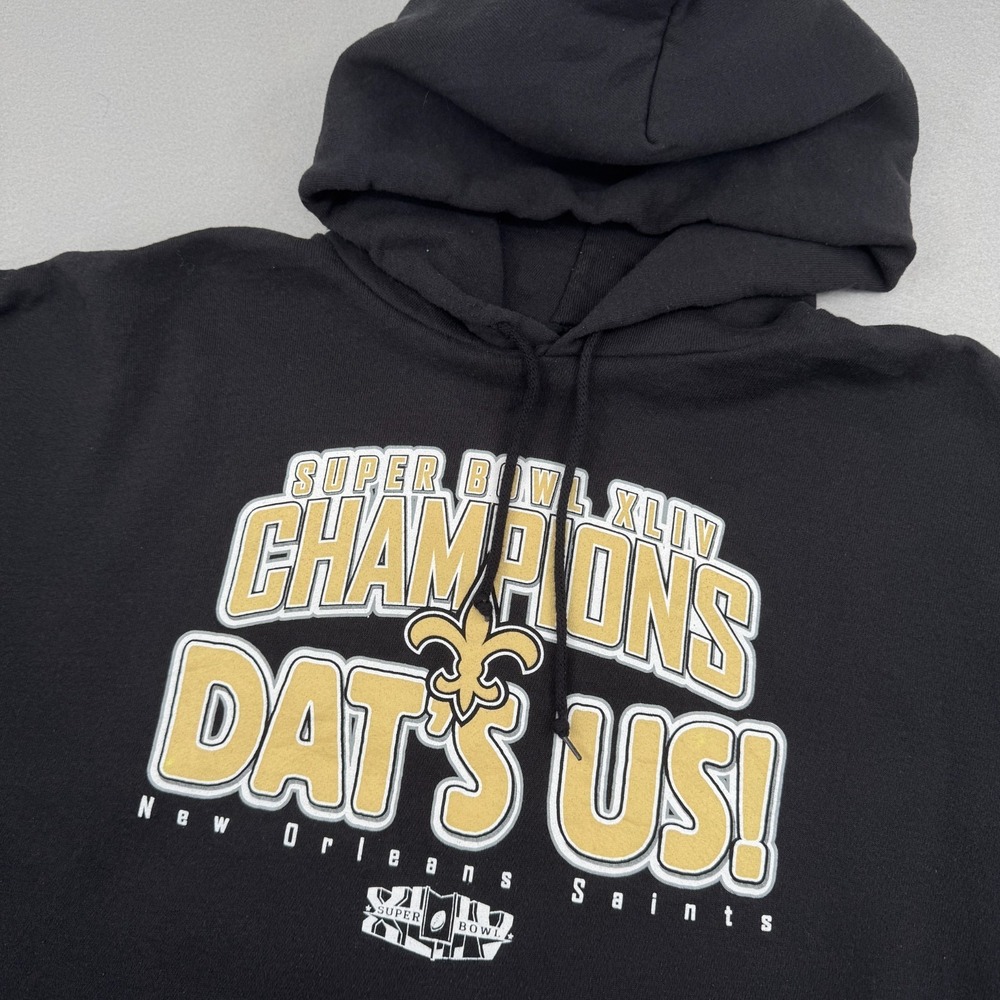 New Orleans Saints NFL Football Super Bowl 44‎ Champs Hoodie Mens 2XL Black
